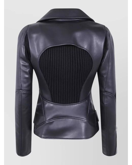 Junya Watanabe Blue Biker Jacket Long Sleeves Belted Waist