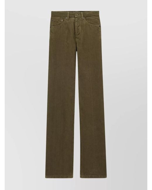 Saint Laurent Green Corduroy Wide-Leg Trousers