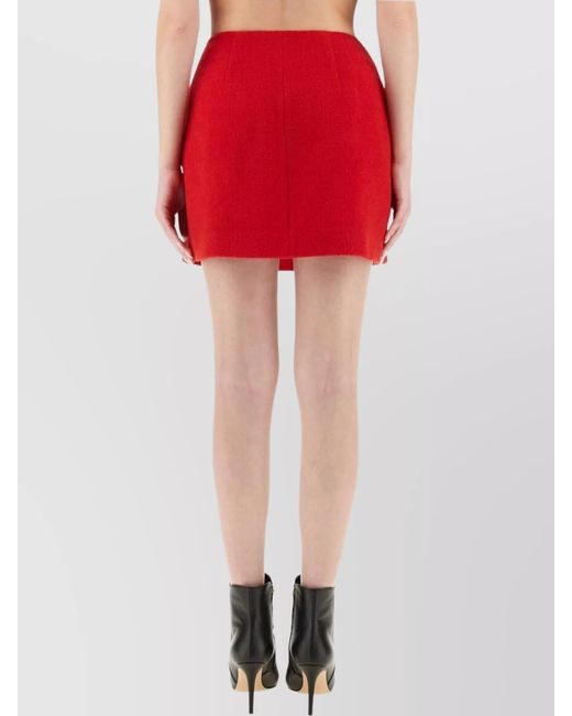 Balmain Red Virgin Wool Mini Skirt