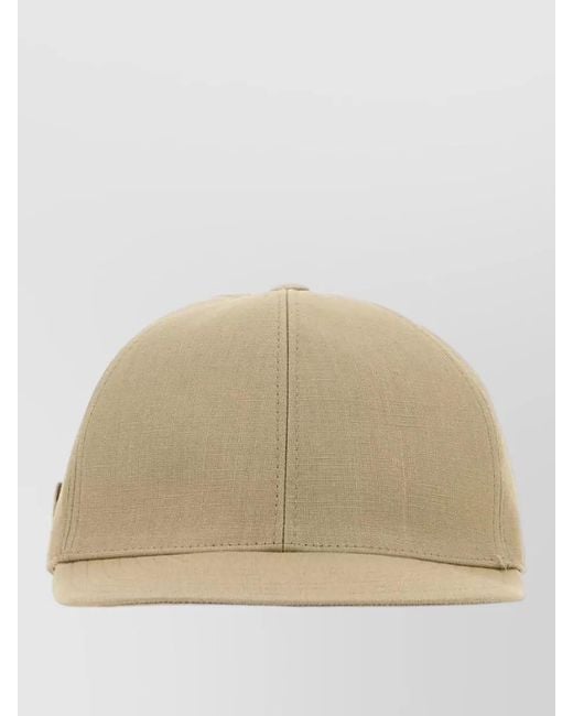 Prada Natural Linen Baseball Cap Curved Brim Design for men
