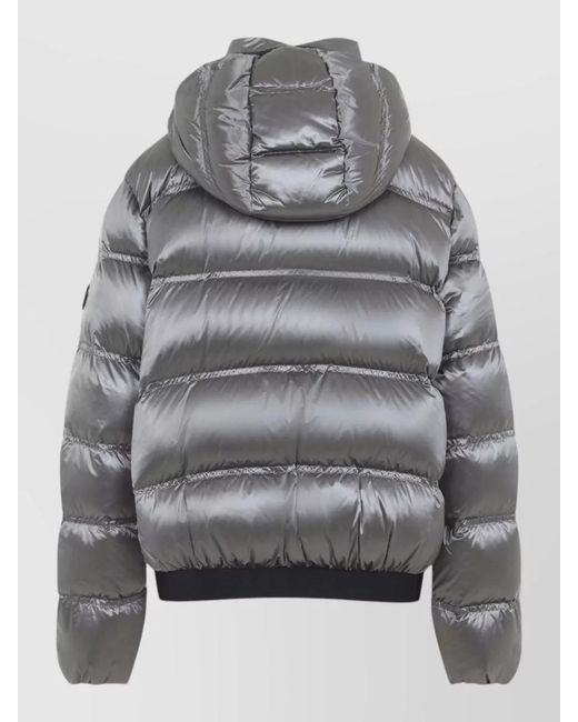 Moncler Gray Hooded Jacket Long Sleeves Quilted Finish Cuffs