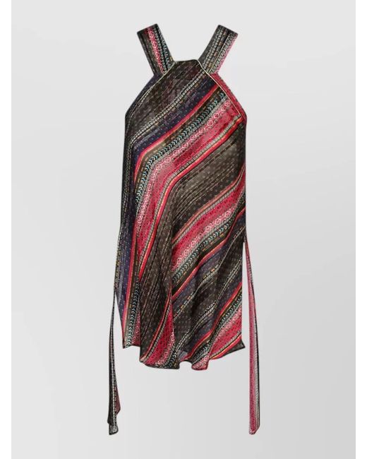 Seafarer Red Asymmetric Hem Sleeveless Shirt Tie Back