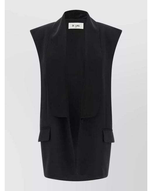 DI.LA3 PARI' Black Tuxedo Style Vest Jacket Notch Lapel