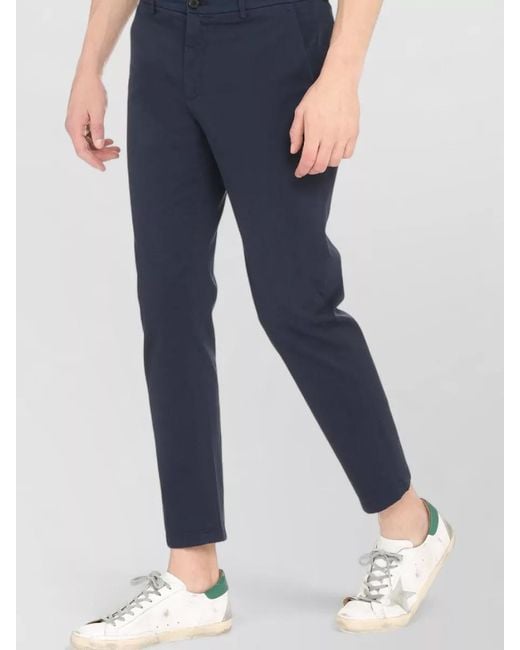 Department 5 Blue Prince Stretch Cotton Chino Trousers Belt for men