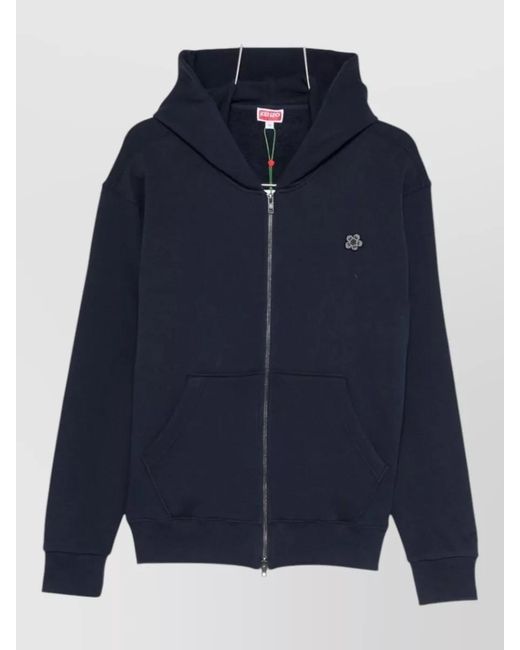 KENZO Blue Cotton Zip Hoodie for men