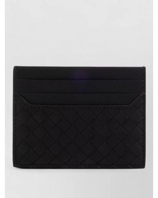 Bottega Veneta Black Compact Clutch Bag Textured Finish Design for men