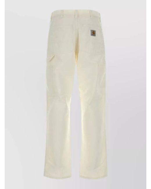 Carhartt White Single Knee Cotton Trousers Straight Leg for men