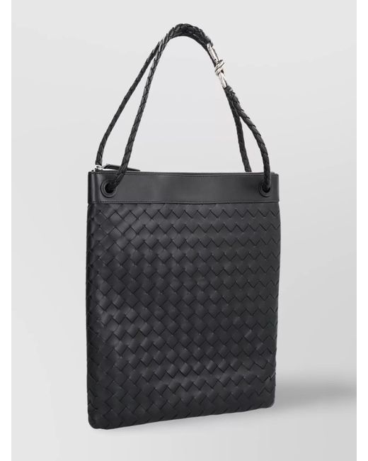 Bottega Veneta Black Leather Messenger Bag Andiamo for men