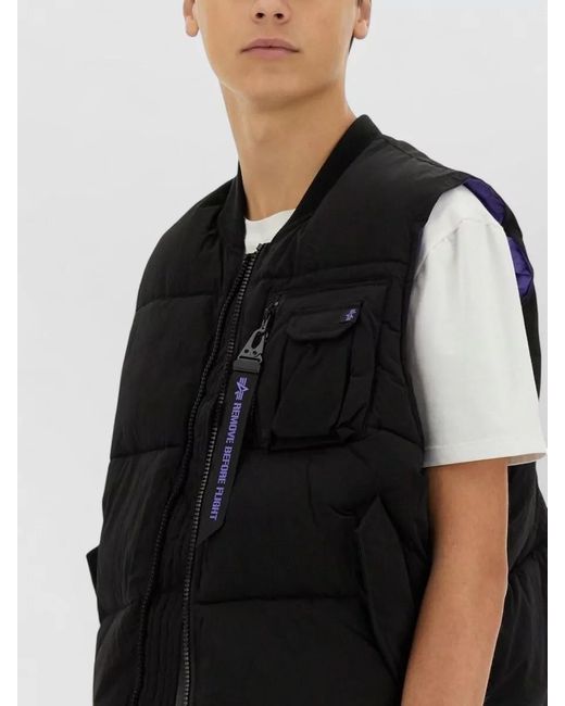 Alpha Industries Black Sleeveless Ma 1 Padded High Neck Jacket