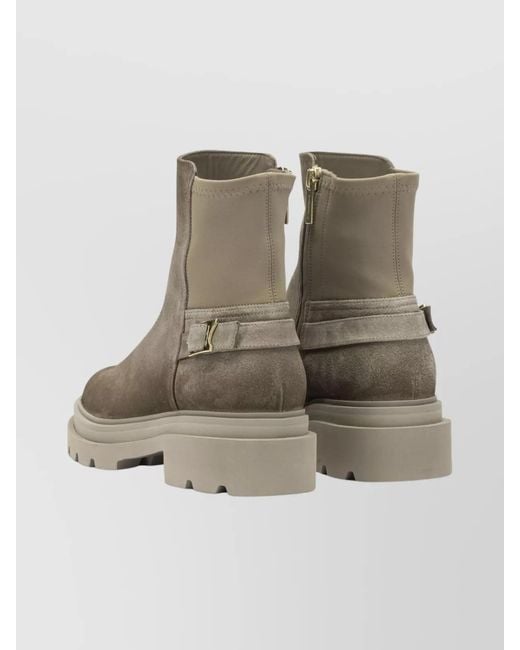Santoni Natural Suede Leather Ankle Boots