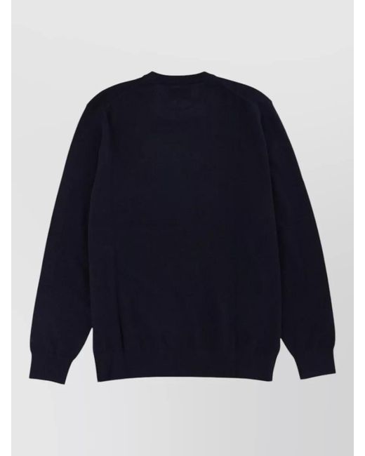 Mc2 Saint Barth Blue Sweater Crew Neck Embroidered Detail Long Sleeves for men