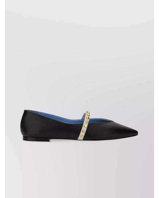 Alexander McQueen Black Studded Strap Ballerina Shoes