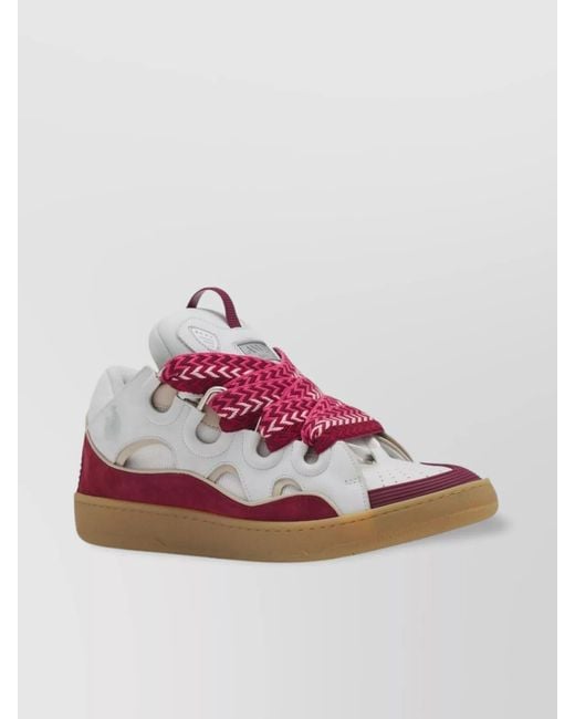 Lanvin Pink Leather Low-Top Sneakers