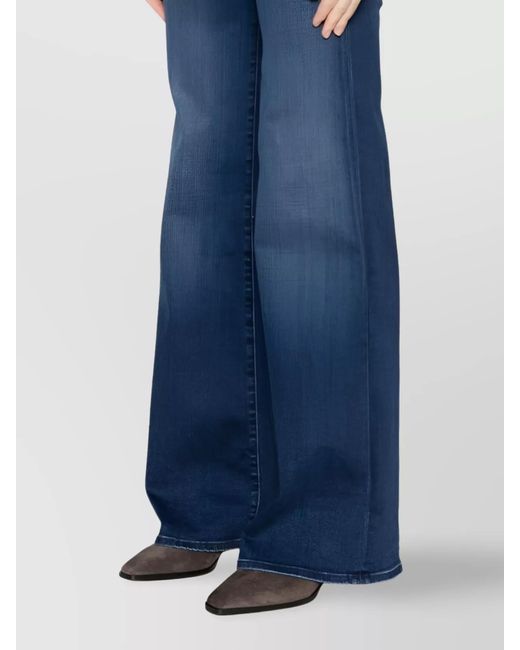 Mother Blue Denim High-Rise Wide-Leg Jeans