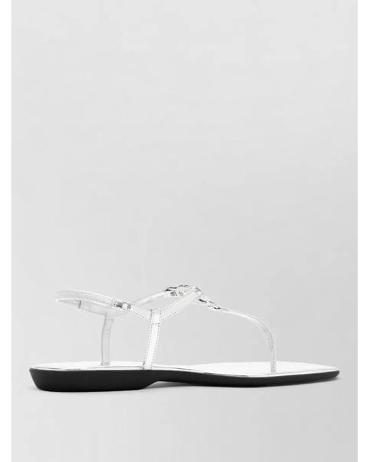 Gucci White Leather Thong Sandals