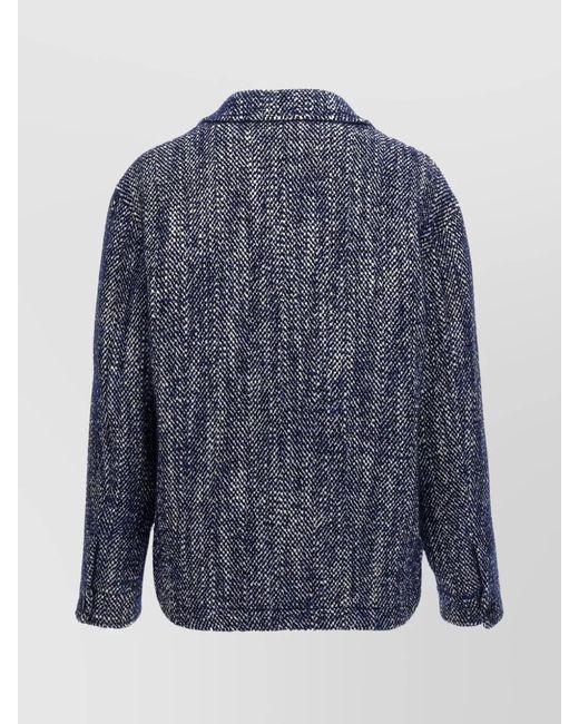 Etro Blue Chevron Wool Shirt Jacket for men
