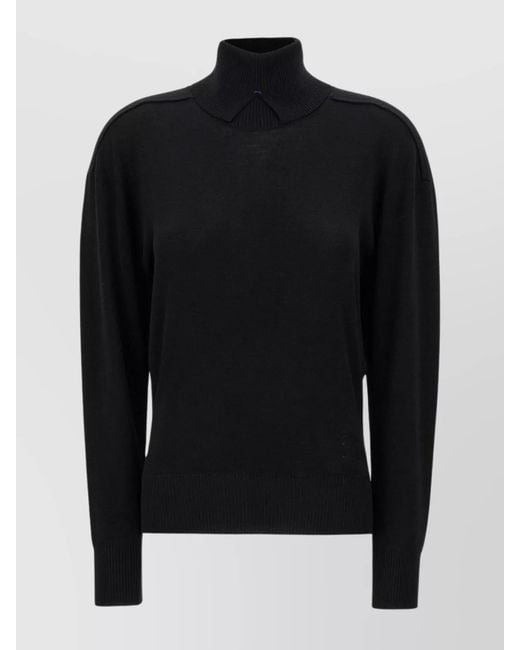 Burberry Black Wool Ribbed Turtleneck Sweater