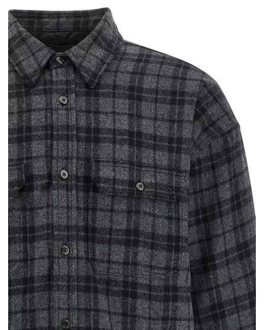 Willy Chavarria Gray Quilted Shirt Jacket Chest Pockets Sleeves for men