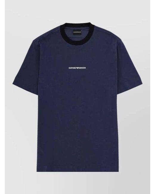Emporio Armani Blue Logo Embroidered T-Shirt for men