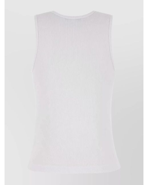Maison Kitsuné White Ribbed Slim-Fit Cotton Tank Top