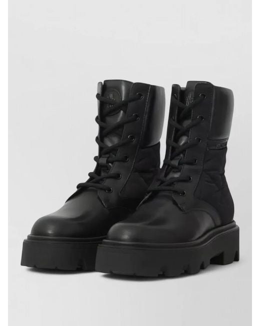 Moncler Black Aurea Lace Up Leather Ankle Boots