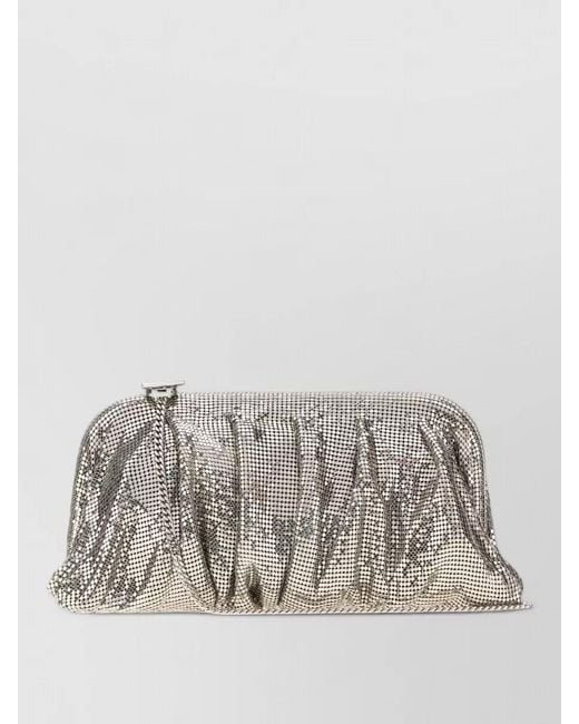 Benedetta Bruzziches Gray Metal Knit Large Venus Clutch Bag