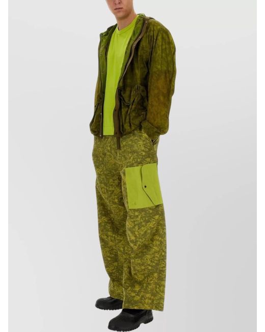 C P Company Green Wide-Leg Cargo Trousers for men
