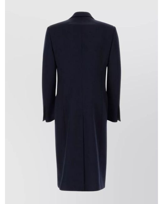 McQueen Blue Wool Regular-Fit Single-Breasted Coat for men