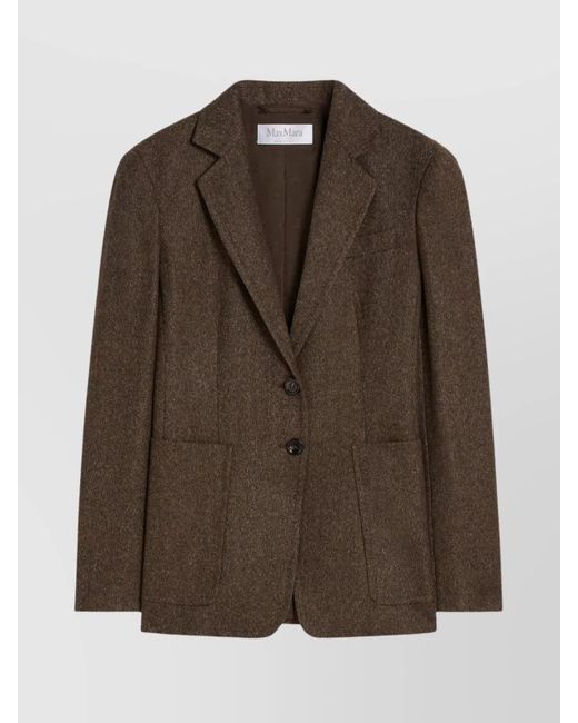 Max Mara Brown Notch Lapel Long Sleeve Coat With Pockets