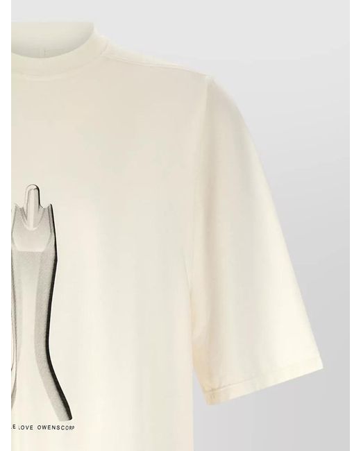 Rick Owens Natural Jumbo Graphic T Shirt Crew Neck Back Detail for men