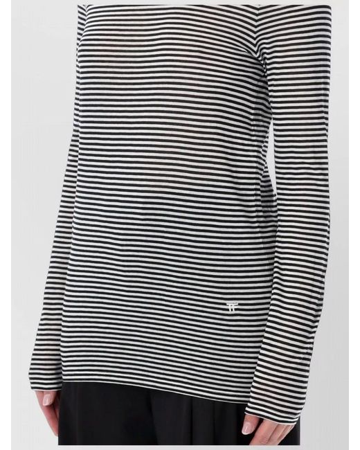 Tom Ford Gray Viscose Fine-Stripe Long-Sleeve T-Shirt