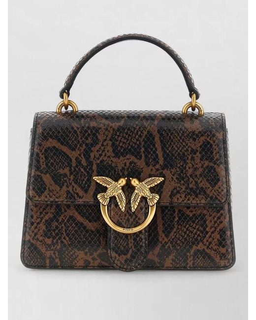 Pinko Black Mini Snake Shoulder Bag Top Handle Strap