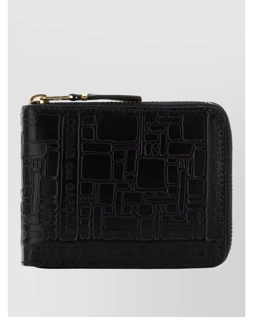 Comme des Garçons Black Leather Wallet Embossed Design Tone Hardware for men