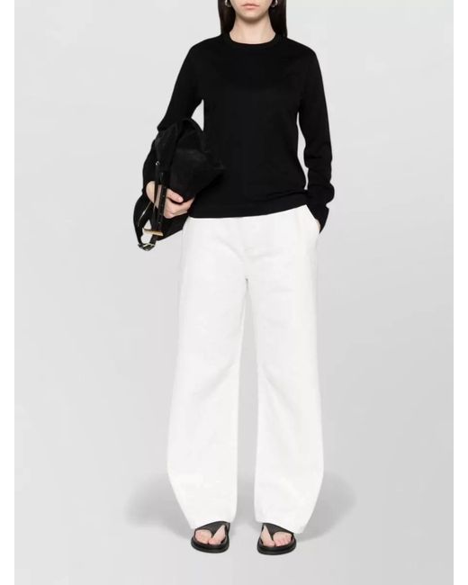 Herskind Black Cotton Crew Neck Sweater Long Sleeves
