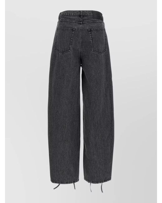 ROTATE BIRGER CHRISTENSEN Gray Cotton Wide-Leg Jeans
