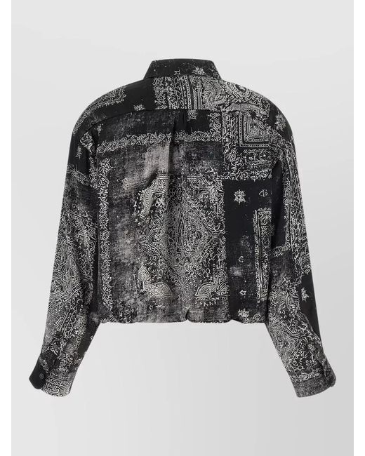R13 Black Bubble Shirt Bandana Print Buttoned Cuffs