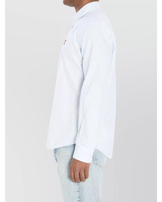 AMI White Striped Cotton Classic-Fit Shirt for men