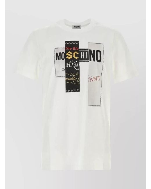 Moschino White Cotton T Shirt Short Sleeves Crew Neck for men
