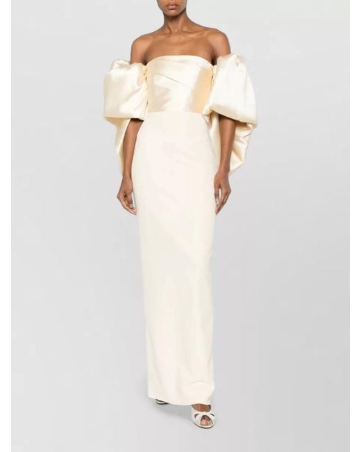 Solace London White Floris Maxi Dress Off Shoulder Satin