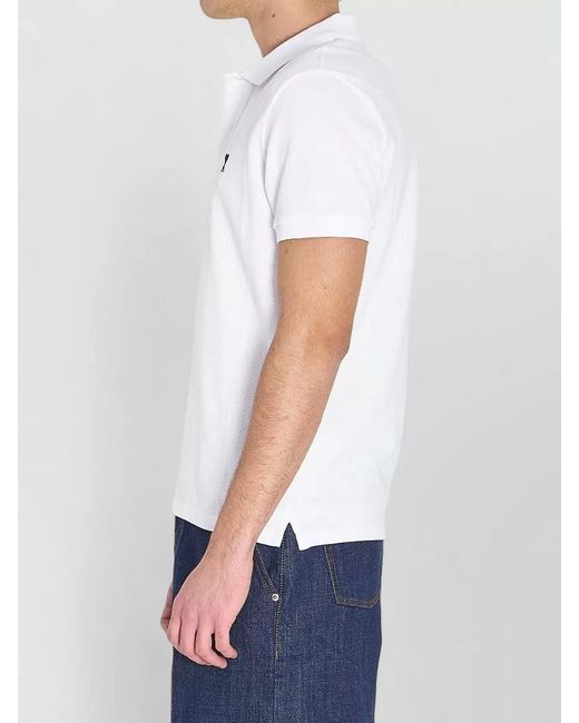 AMI Blue Cotton Piqué Polo Shirt for men