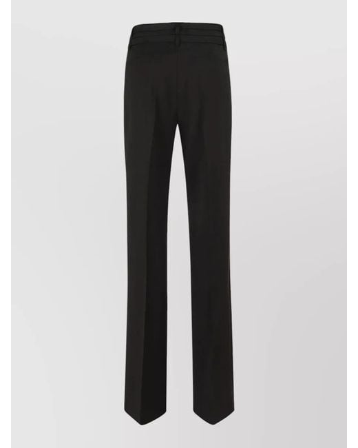 Max Mara Black Virgin Wool High-Rise Flared Tailored Trousers