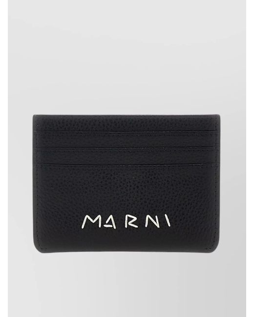 Marni Black Leather Logo Card Holder