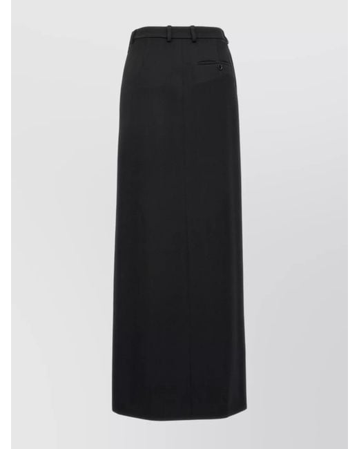 Balenciaga Black Wool High-Rise Tailored Maxi Skirt