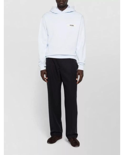 Jacquemus White Cotton Logo Patch Hoodie for men