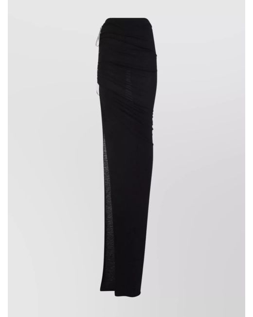 Rick Owens Black Edfu Skirt With Sheer Panel And Drawstring