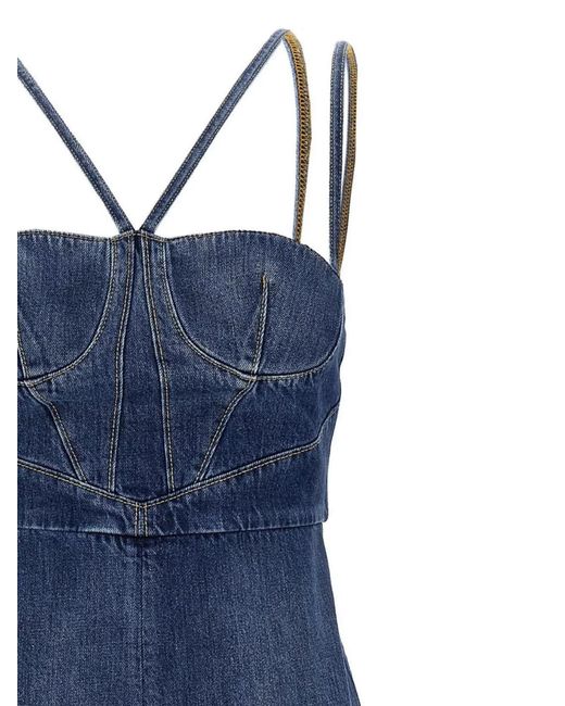Nensi Dojaka Blue Denim Midi Dress