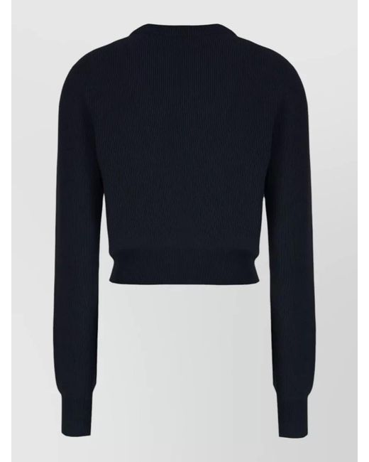 Malo Blue Cashmere Sweater Cropped Silhouette Long Sleeves