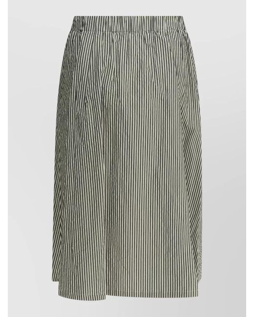 Apuntob Gray Pleated Skirt Vertical Striped Pattern