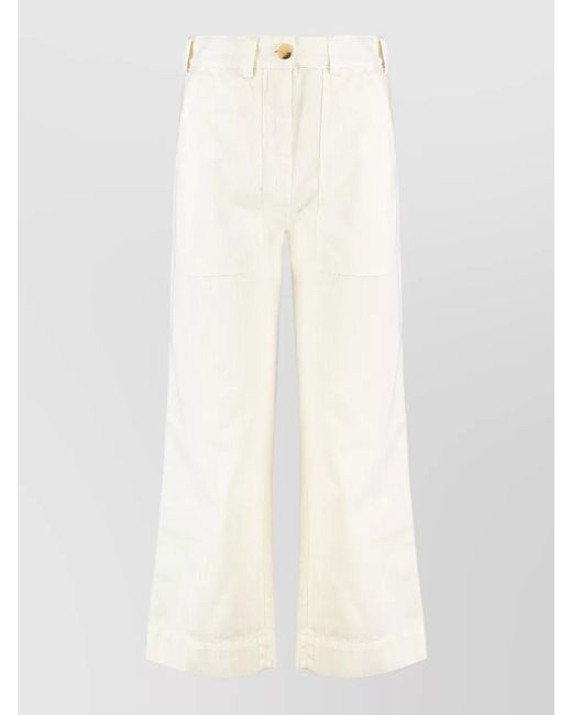 Etro White High Waist Denim Trousers Multiple Pockets