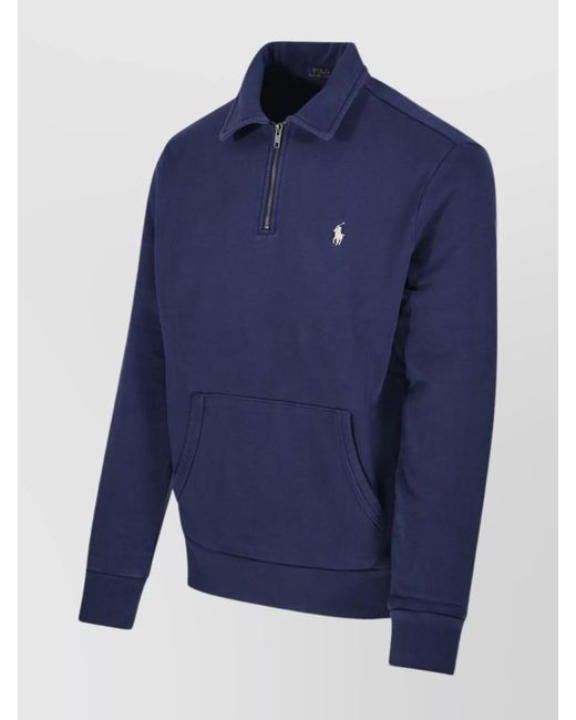 Ralph Lauren Blue Half Zip Pullover Front Pocket for men